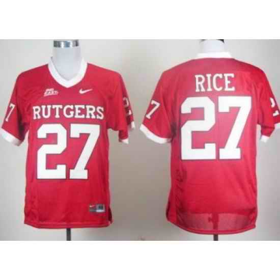 Rutgers Scarlet Knights 27# Ray Rice Red Big East Patch College Football Jersey